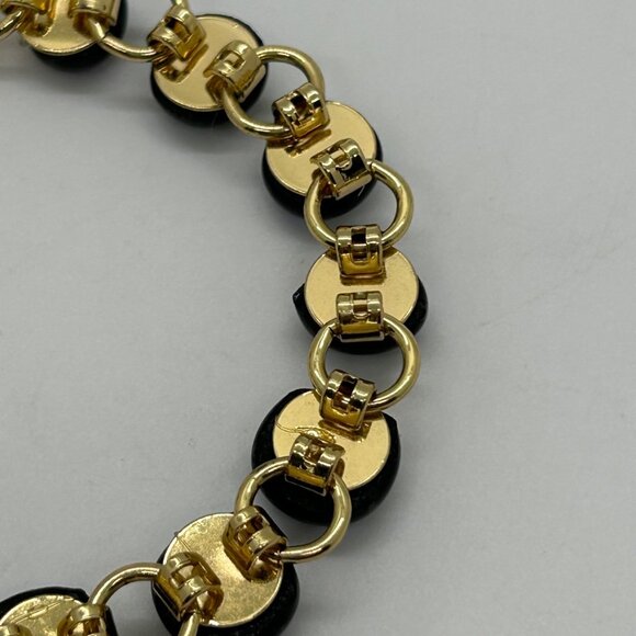 Vintage Gold-Tone Bracelet With Iridescent Dichroic Glass Beads - Picture 9 of 16